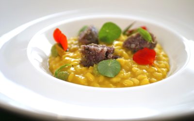 Risotto alla zucca con cotechino e salsa verde